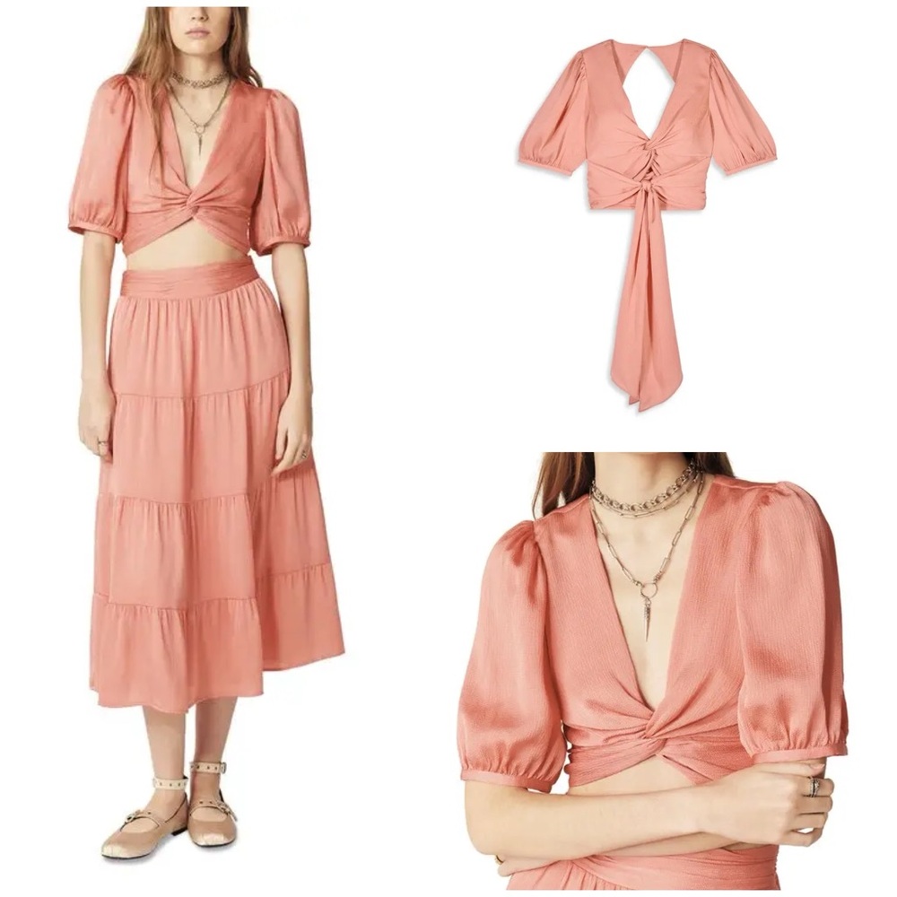 BA&SH ~ Twisted Cropped Blouse - Peach